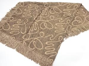 アンティーク　線描き模様織り出し敷物